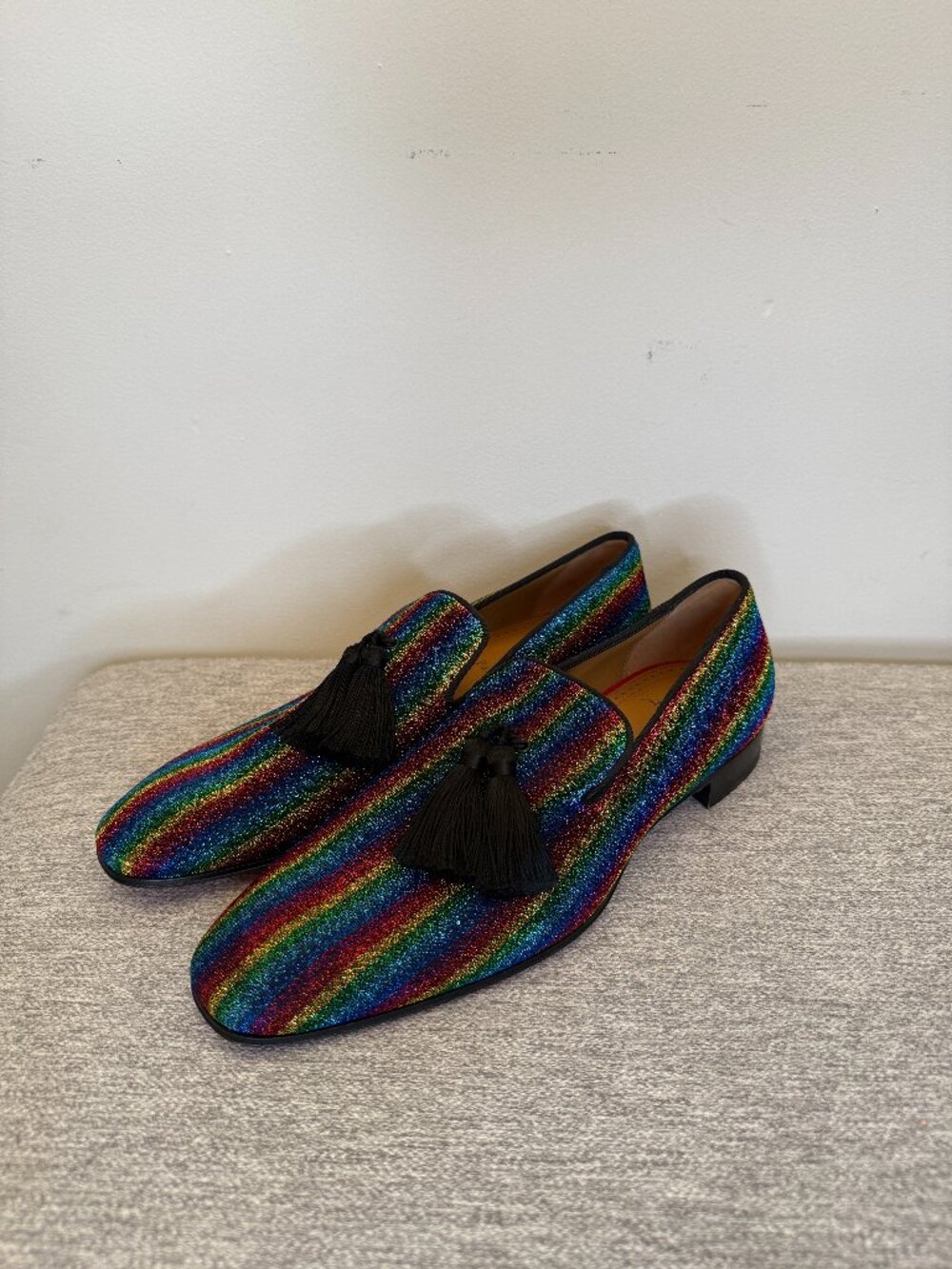 Christian Louboutin Glitter Men's Tassel Serge Officialito Flat Loafer Multi-Col